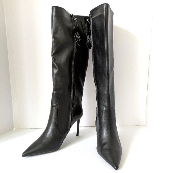 I.N.C. International Concepts Black Havannah Size 9 Tall Faux Leather Boots NIB - Picture 1 of 14